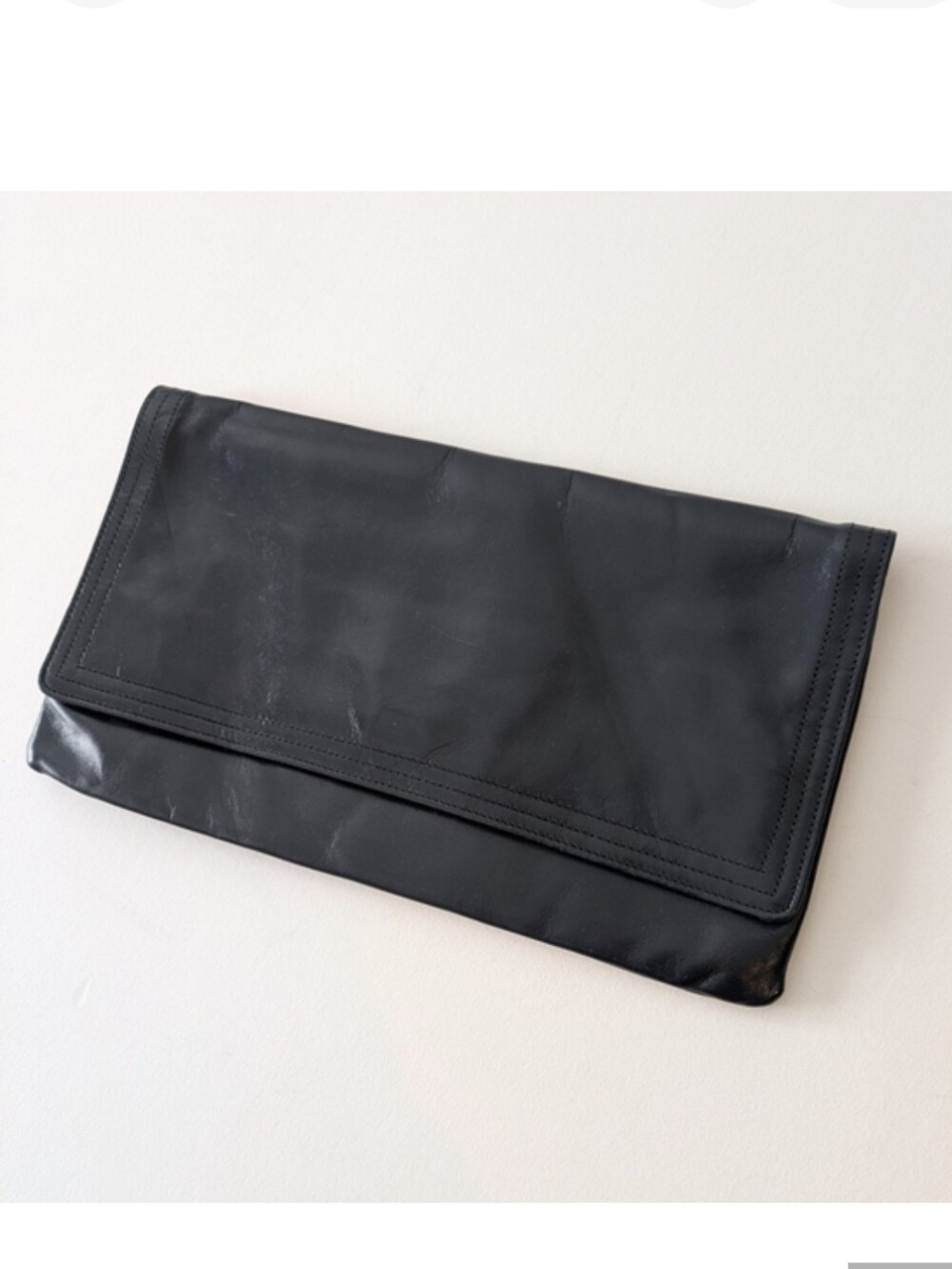 Vintage Erik for Holiner Slate Navy Blue Leather Clutch